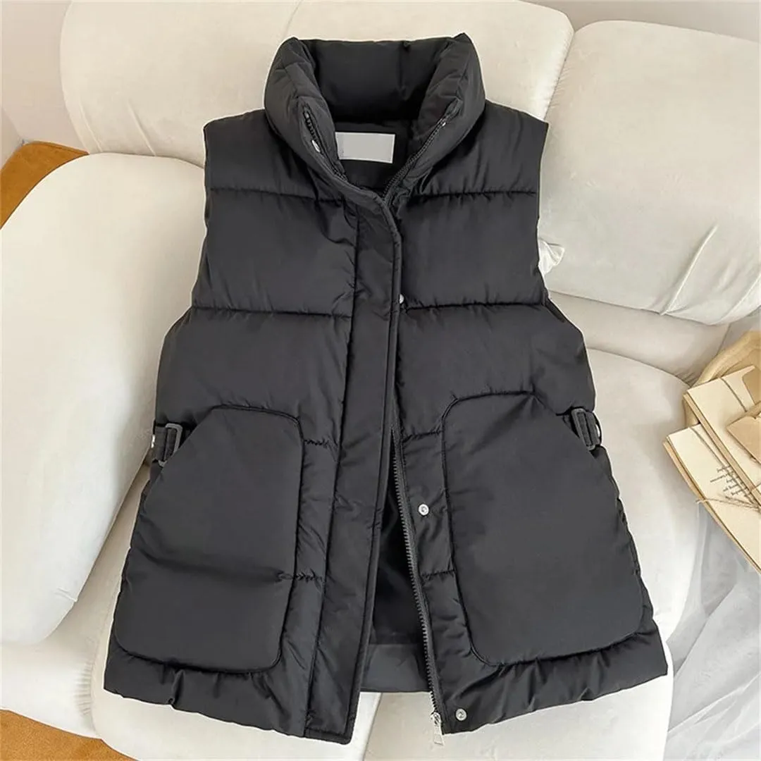 Women Winter Jacket Parkas Loose Warm Vest Coat Jacket Cotton Padded Sleeveless Jackets Waistcoat Outwea