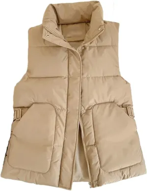 Women Winter Jacket Parkas Loose Warm Vest Coat Jacket Cotton Padded Sleeveless Jackets Waistcoat Outwea