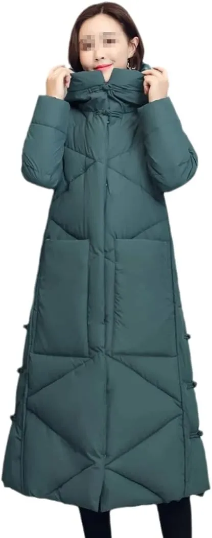 Women Winter Long Slim Coat Thicken Padded Cotton Hooded Jacket Warm Parkas Female Windproof Snow Outerwear