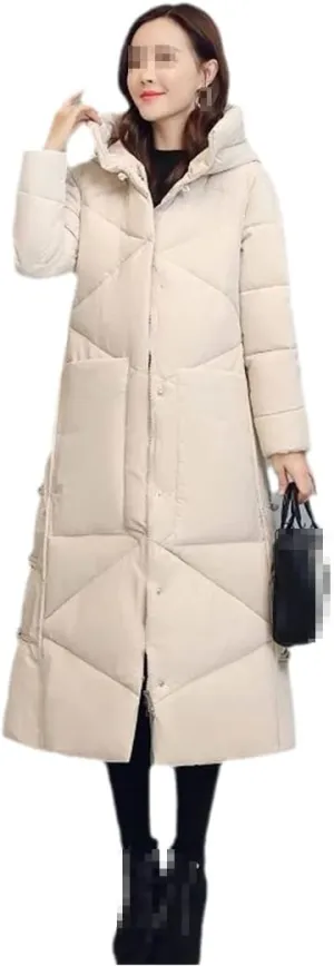 Women Winter Long Slim Coat Thicken Padded Cotton Hooded Jacket Warm Parkas Female Windproof Snow Outerwear