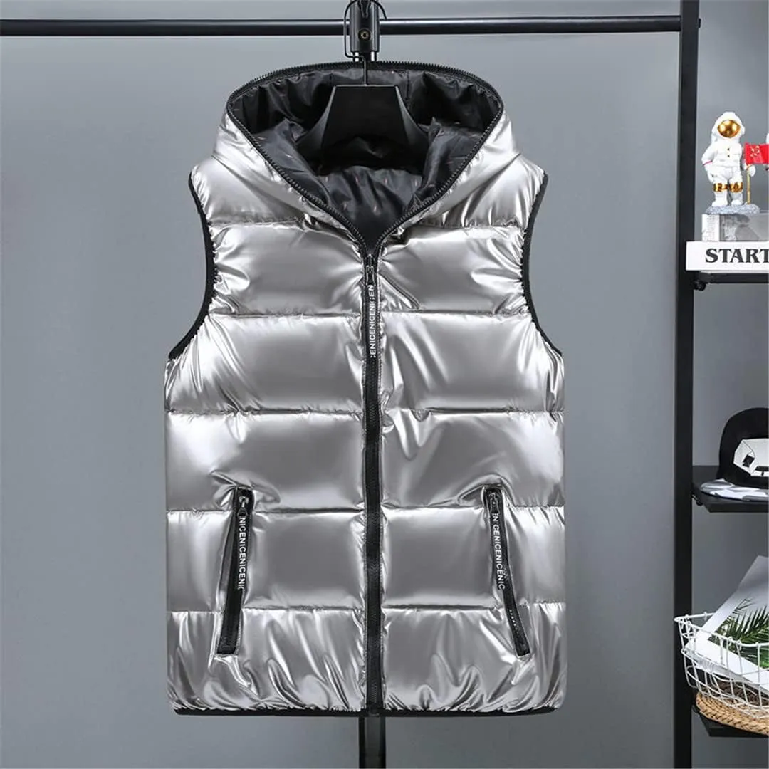 Women Winter Vests Hooded Short Bright Color Vest Cotton Padded Sleeveless Coat Female Thick Waistcoat