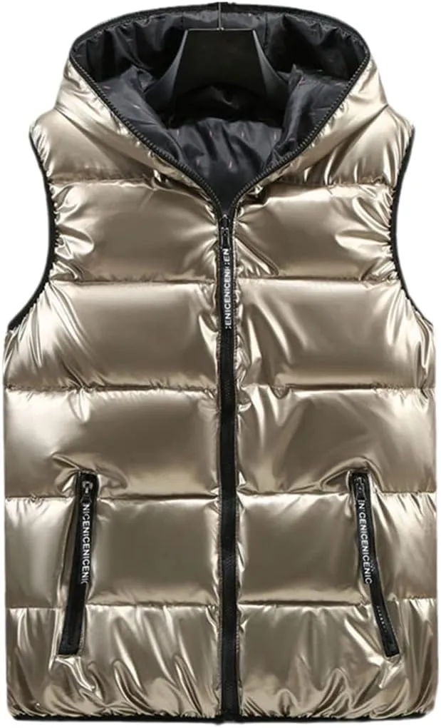 Women Winter Vests Hooded Short Bright Color Vest Cotton Padded Sleeveless Coat Female Thick Waistcoat