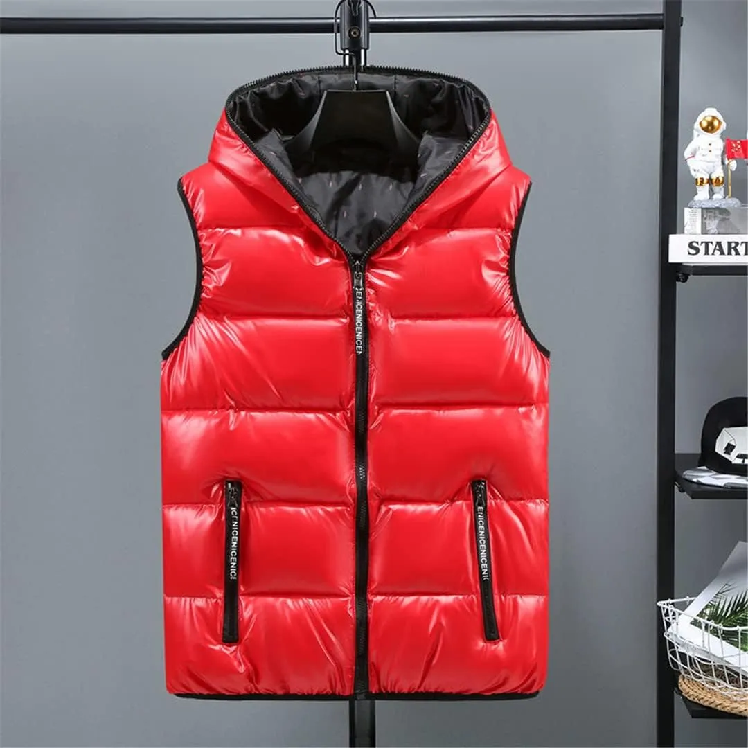Women Winter Vests Hooded Short Bright Color Vest Cotton Padded Sleeveless Coat Female Thick Waistcoat