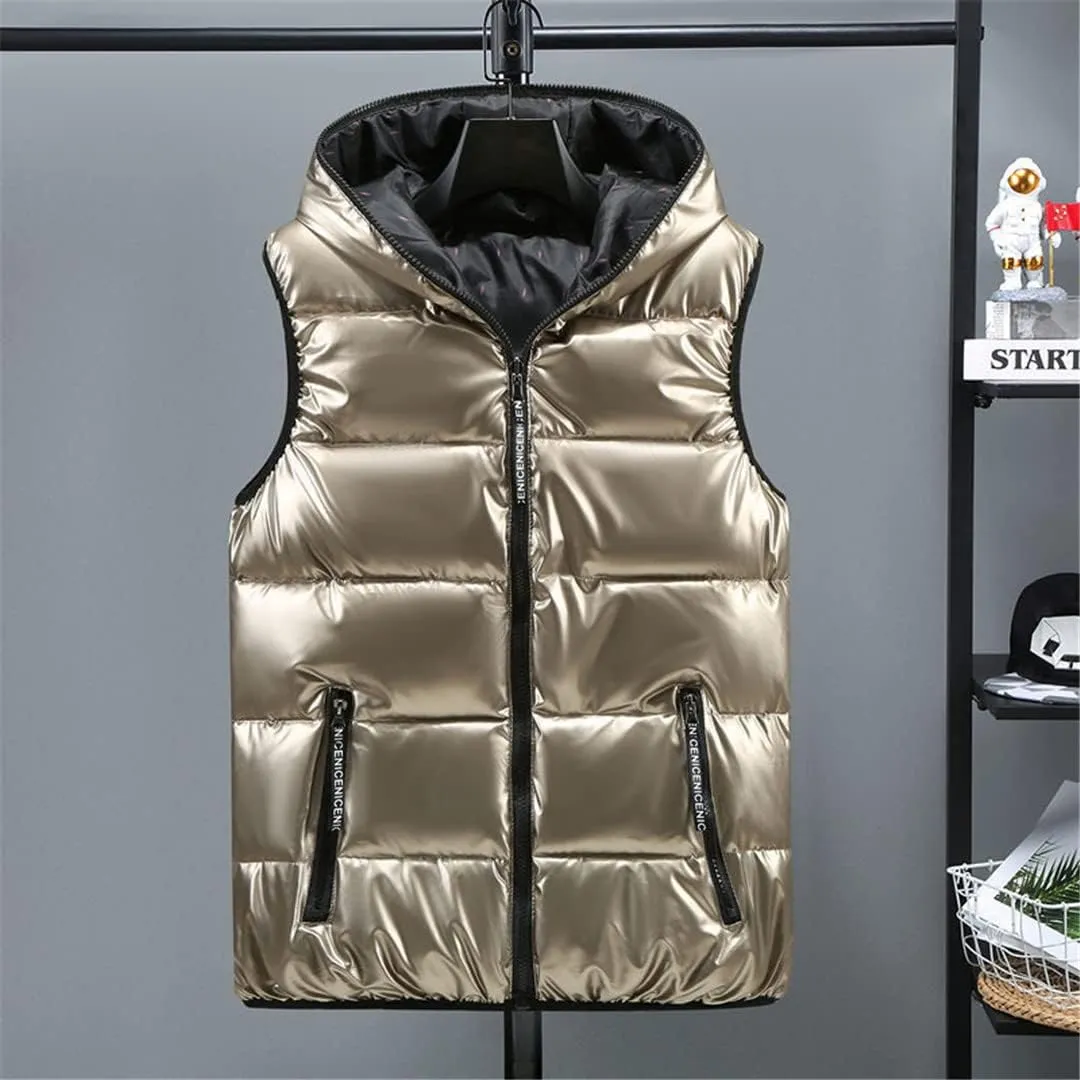 Women Winter Vests Hooded Short Bright Color Vest Cotton Padded Sleeveless Coat Female Thick Waistcoat