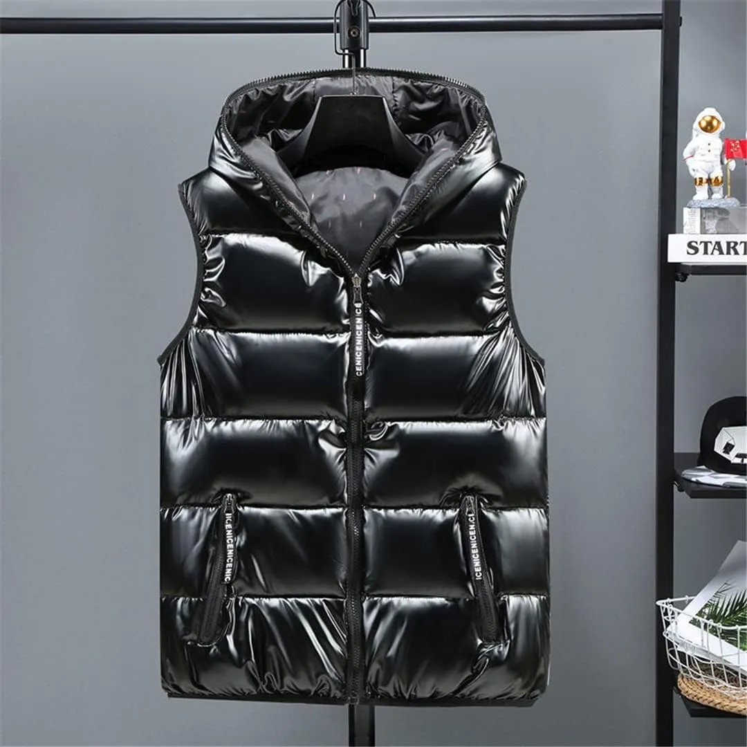 Women Winter Vests Hooded Short Bright Color Vest Cotton Padded Sleeveless Coat Female Thick Waistcoat