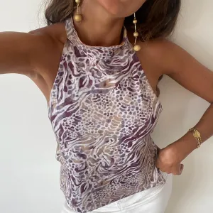 Women Y2k Halter Tank Top Floral Print Summer Going Out Crop Tops Sexy Open Back Boho Beach Camisoles
