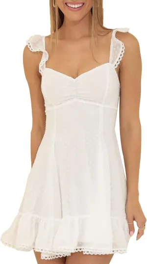 Women Y2k Lace Mini Dress Ruffle Hem Tie Back A Line Short Dress Sleeveless Bodycon Fairy Party Clubwear