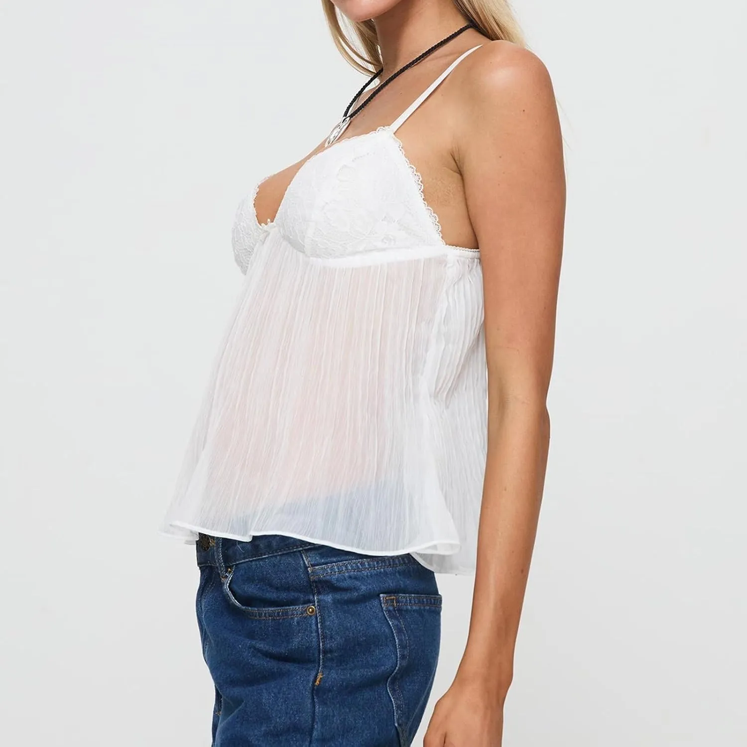 Women Y2k Peplum Cami Top Spaghetti Strap V Neck Ruffle Hem Babydoll Tank Tops Aesthetic Going Out Camisoles