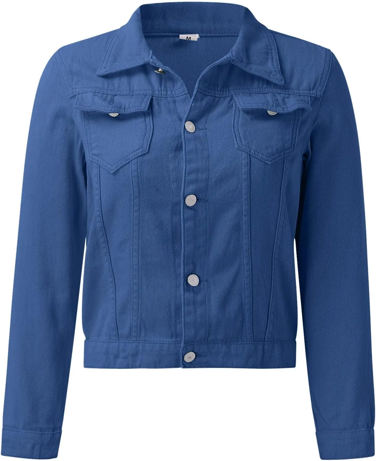 Women's Basic Solid Color Button Down Denim With Pockets Denim Coat Little Denim Jacket