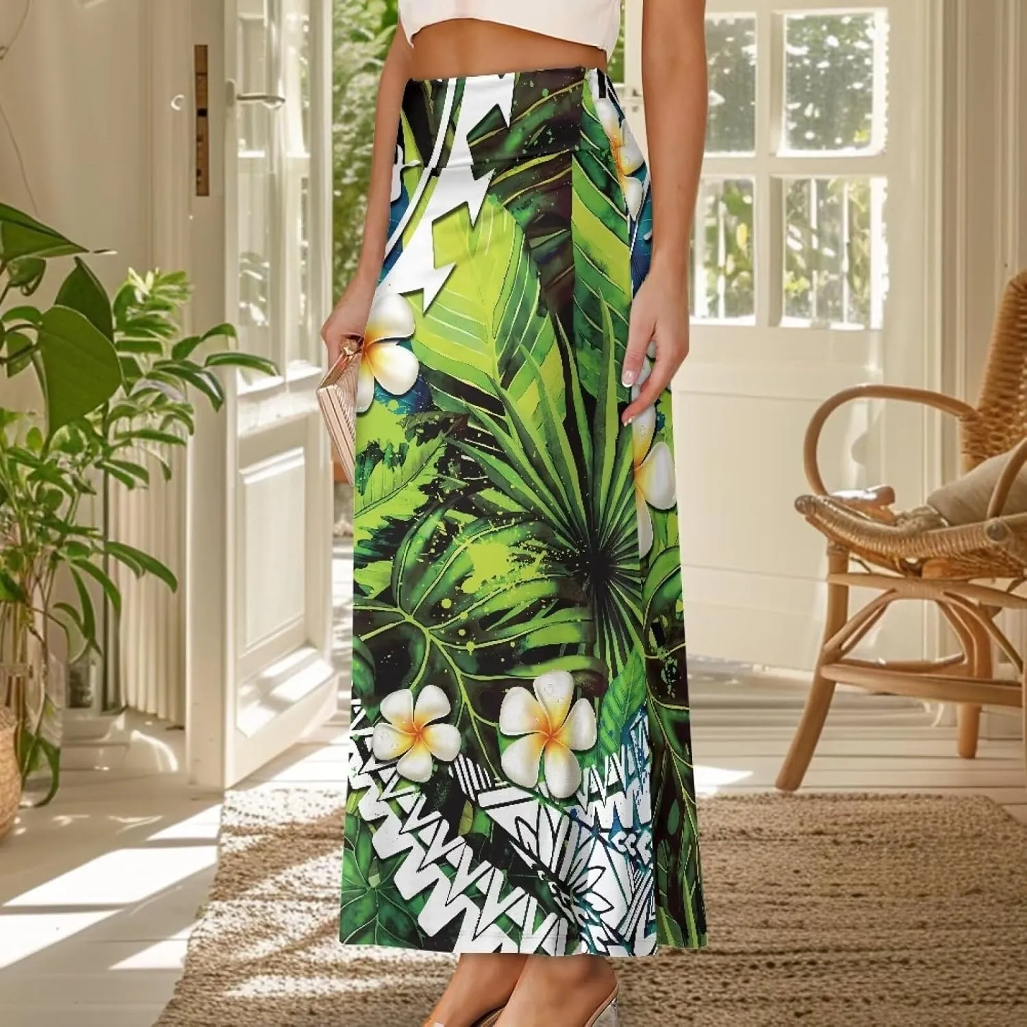Womens Bohemian Skirts High Waist Skirt with Zipper Lightweight Soft Long Maxi Skirts Summer Fashion