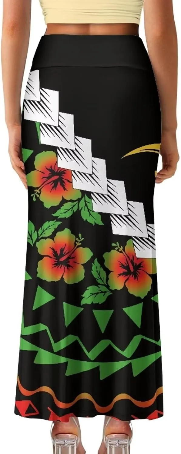 Womens Bohemian Skirts High Waist Skirt with Zipper Lightweight Soft Long Maxi Skirts Summer Fashion