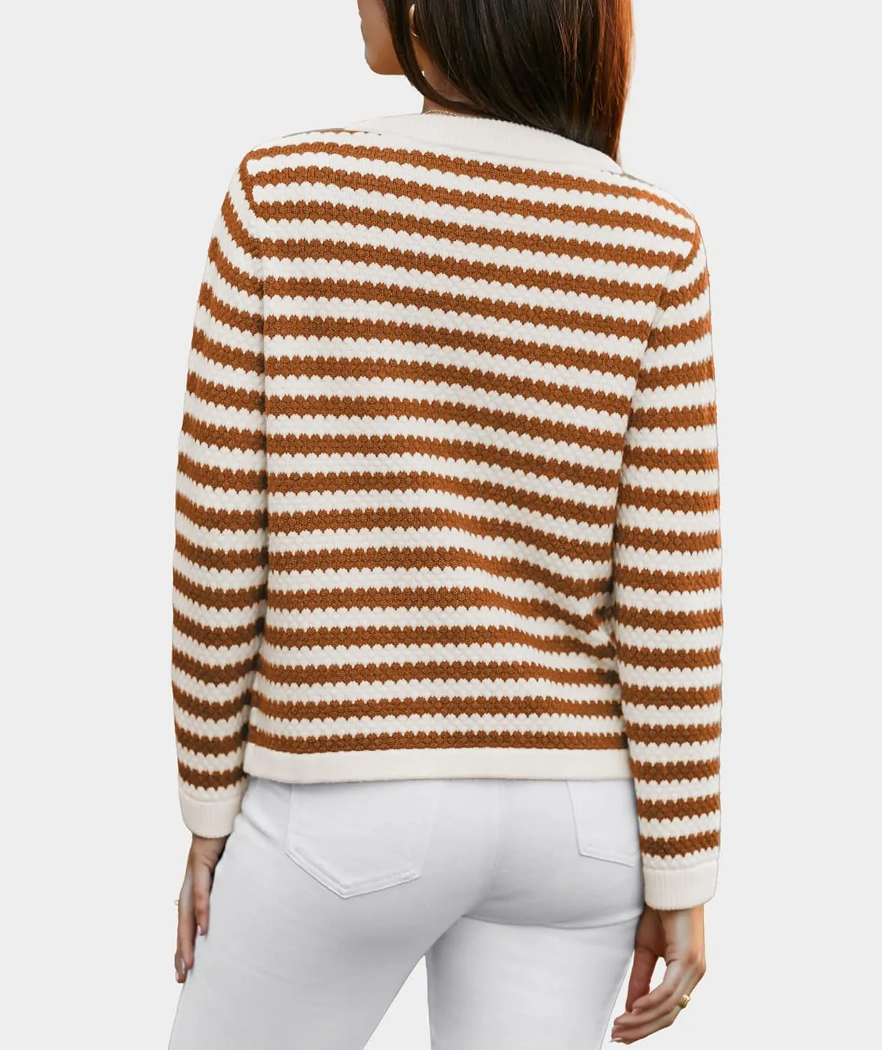 Women's Cardigan Sweaters Long Sleeve V Neck Button Down Knit Outerwear Spring Casual Open Front Cropped Jacket