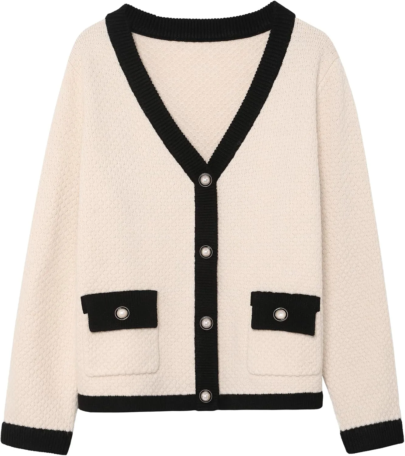 Women's Cardigan Sweaters Long Sleeve V Neck Button Down Knit Outerwear Spring Casual Open Front Cropped Jacket