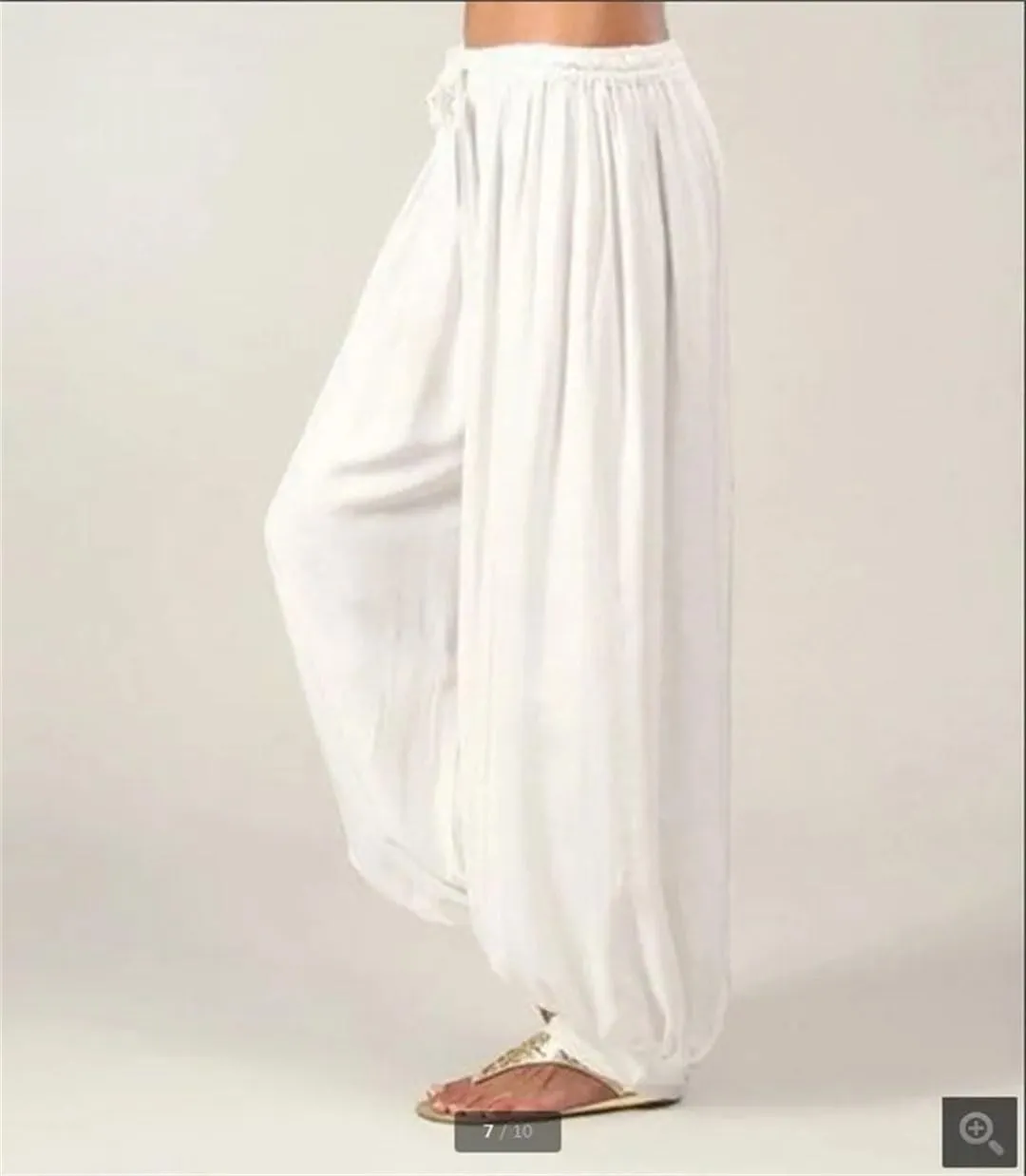 Women's Casual Harem Pants Low Waist Straight Leg Trousers Elastic Waist Regular Fit Ankle Length