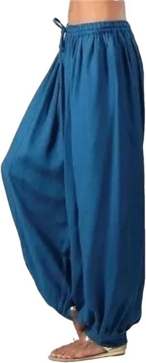 Women's Casual Harem Pants Low Waist Straight Leg Trousers Elastic Waist Regular Fit Ankle Length