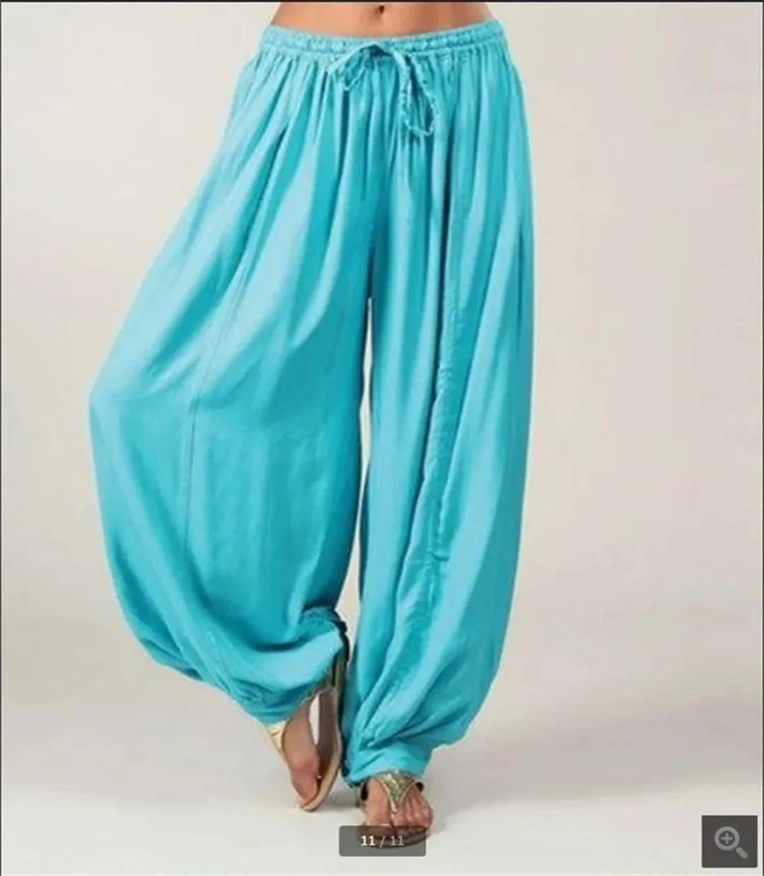 Women's Casual Harem Pants Low Waist Straight Leg Trousers Elastic Waist Regular Fit Ankle Length