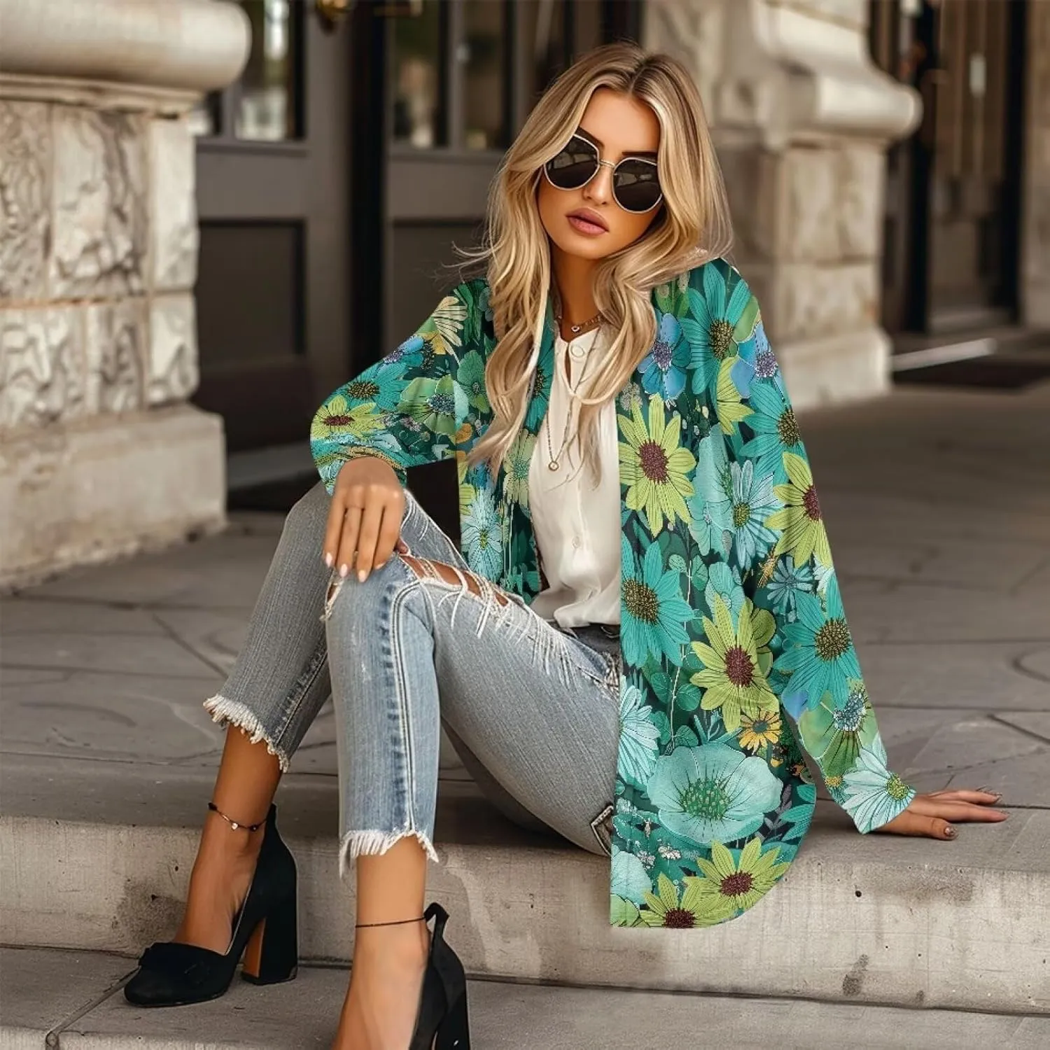 Women's Casual Loose Long Sleeve Open Front Cardigan Lightweight Soft Long Sleeve Jackets with Pocket