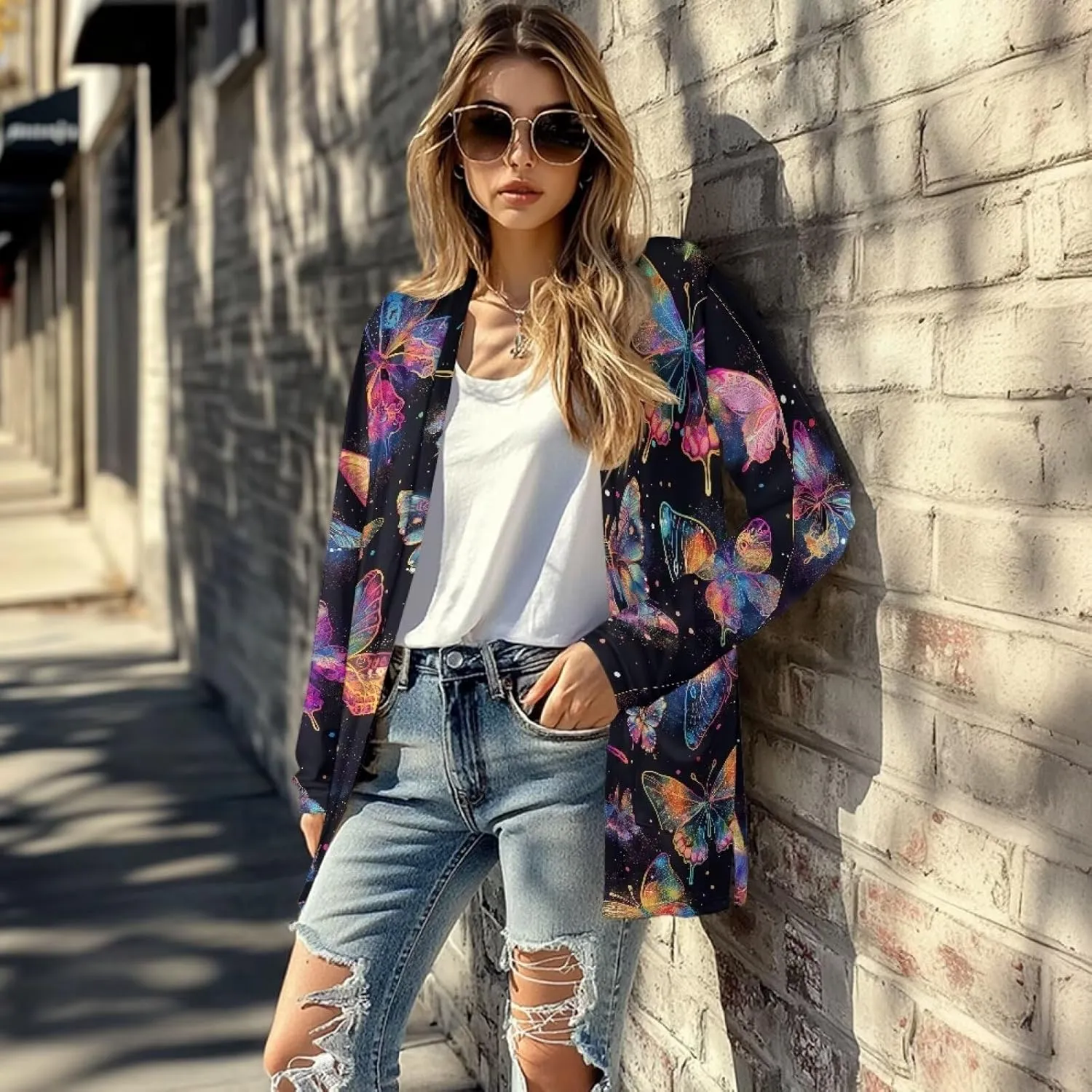 Women's Casual Loose Long Sleeve Open Front Cardigan Lightweight Soft Long Sleeve Jackets with Pocket
