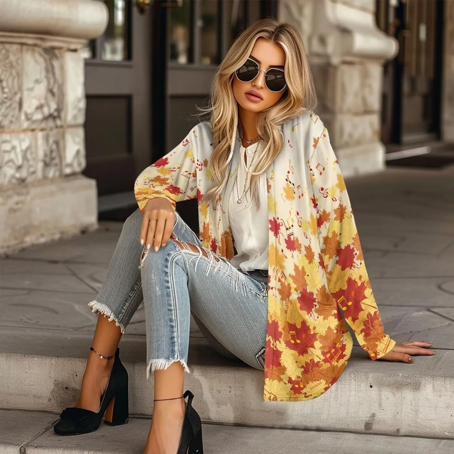 Women's Casual Loose Long Sleeve Open Front Cardigan Lightweight Soft Long Sleeve Jackets with Pocket