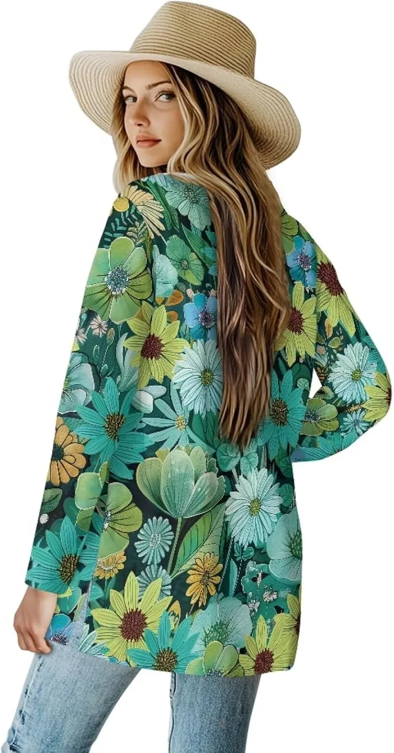 Women's Casual Loose Long Sleeve Open Front Cardigan Lightweight Soft Long Sleeve Jackets with Pocket