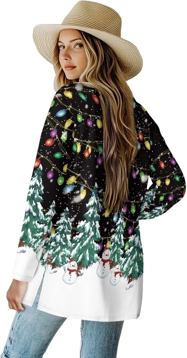 Women's Casual Loose Long Sleeve Open Front Cardigan Lightweight Soft Long Sleeve Jackets with Pocket
