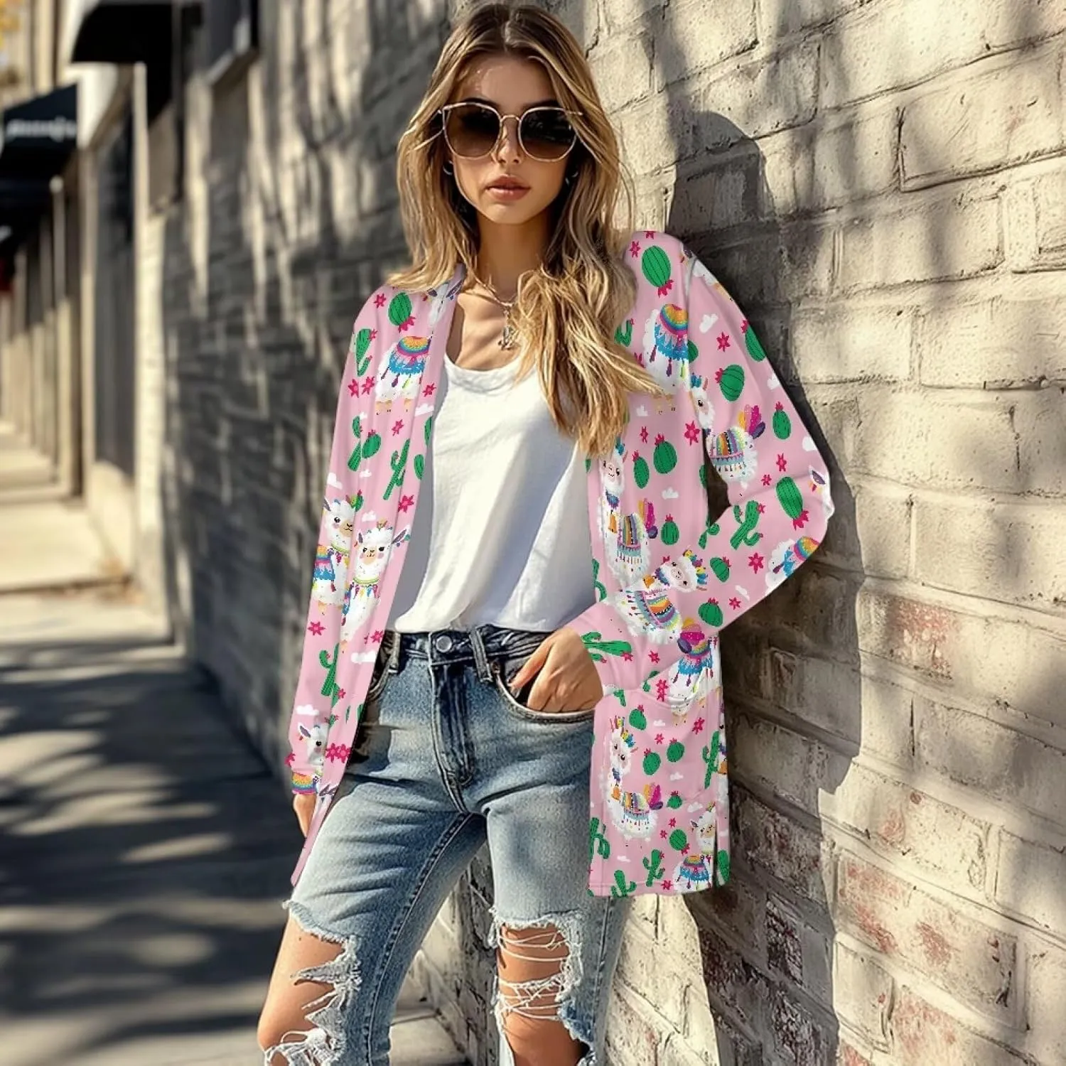 Women's Casual Loose Long Sleeve Open Front Cardigan Lightweight Soft Long Sleeve Jackets with Pocket