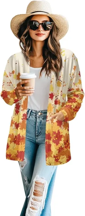 Women's Casual Loose Long Sleeve Open Front Cardigan Lightweight Soft Long Sleeve Jackets with Pocket