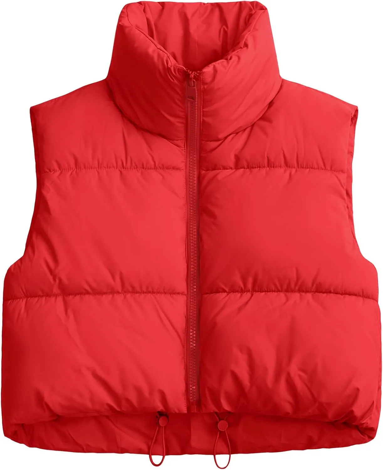 Women's Cropped Puffer Vest Sleeveless High Stand Collar Crop Outerwear Zip Up Warm Padded Gilet