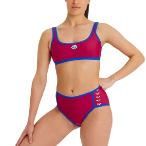 WOMEN'S ICONS LOGO BIKINI - BURGUNDY/NEON BLUE