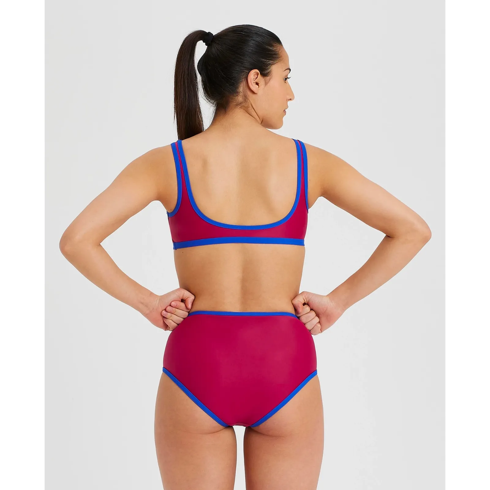 WOMEN'S ICONS LOGO BIKINI - BURGUNDY/NEON BLUE