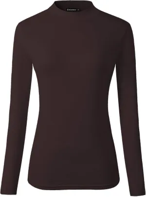 Women's Long Sleeve Slim Fit Turtleneck Basic Layering T-Shirt