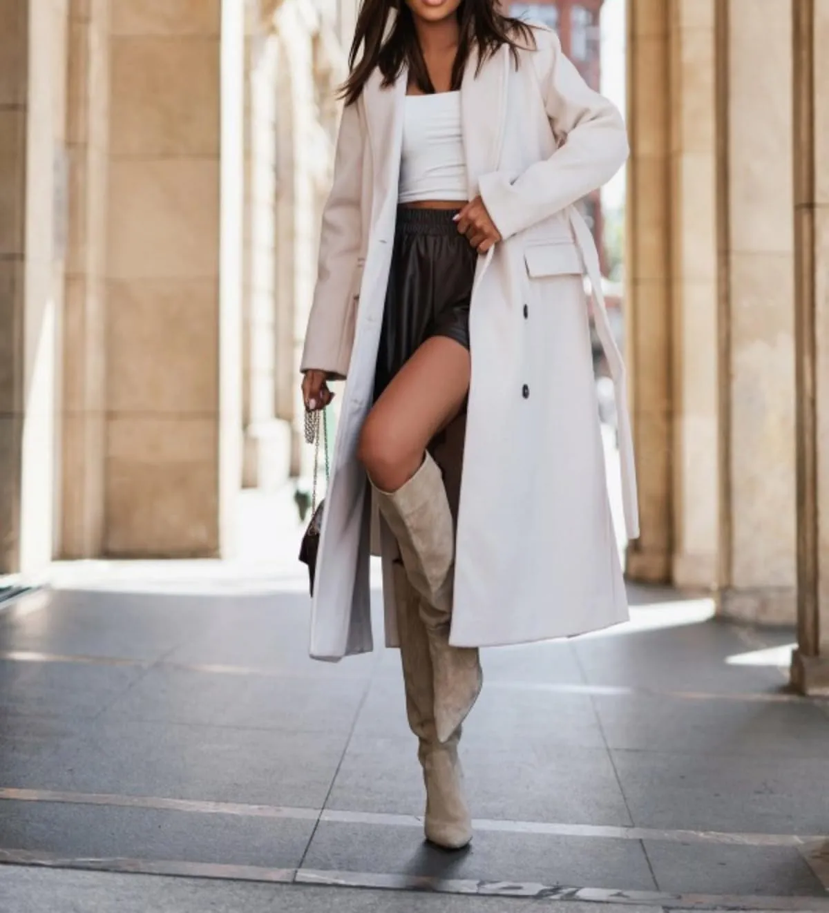 Women's Long Trench Coat, Oversized Double Breasted Lapel Overcoat, Fall Winter Warm Windproof Outerwear with Belt