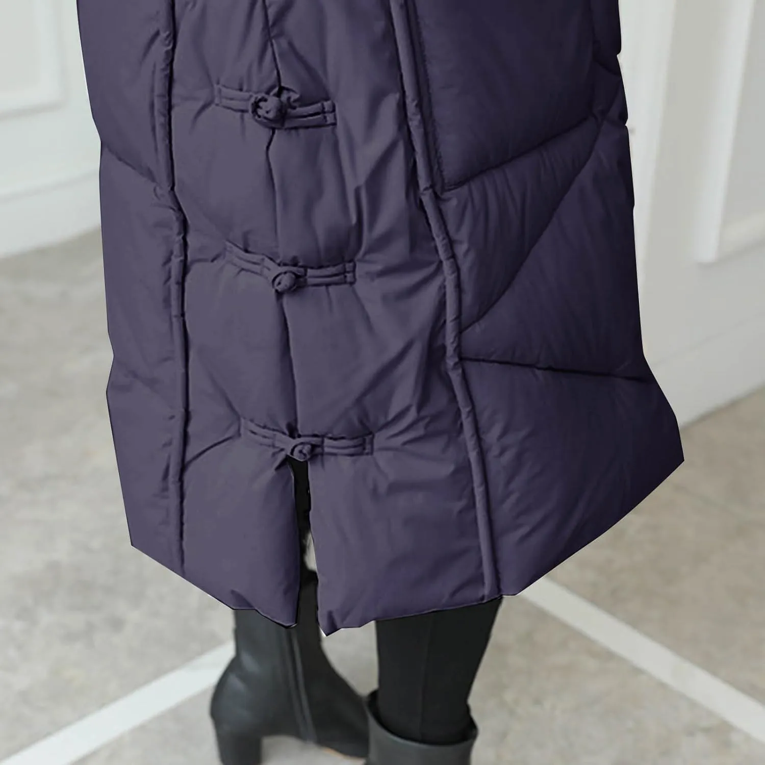 Women's Long Winter Puffer Coats Hooded Zip Up Thickened Parka Down Jackets Trendy Fashion Warm Outerwear 2024