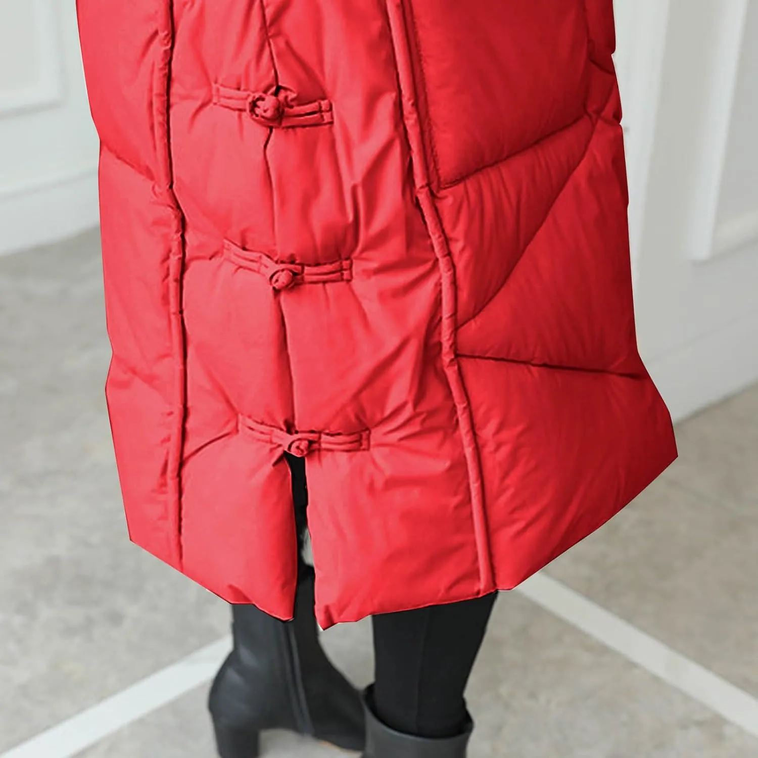 Women's Long Winter Puffer Coats Hooded Zip Up Thickened Parka Down Jackets Trendy Fashion Warm Outerwear 2024