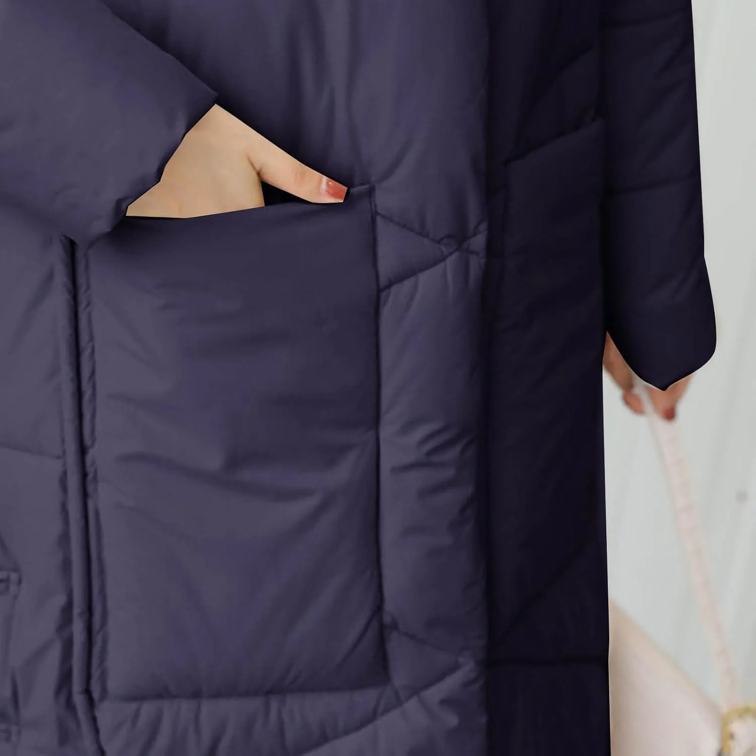 Women's Long Winter Puffer Coats Hooded Zip Up Thickened Parka Down Jackets Trendy Fashion Warm Outerwear 2024
