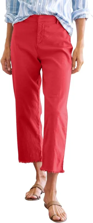 Womens Pants, Linen Straight Leg Peasant Pants Women's Casual Elastic Waist Workout