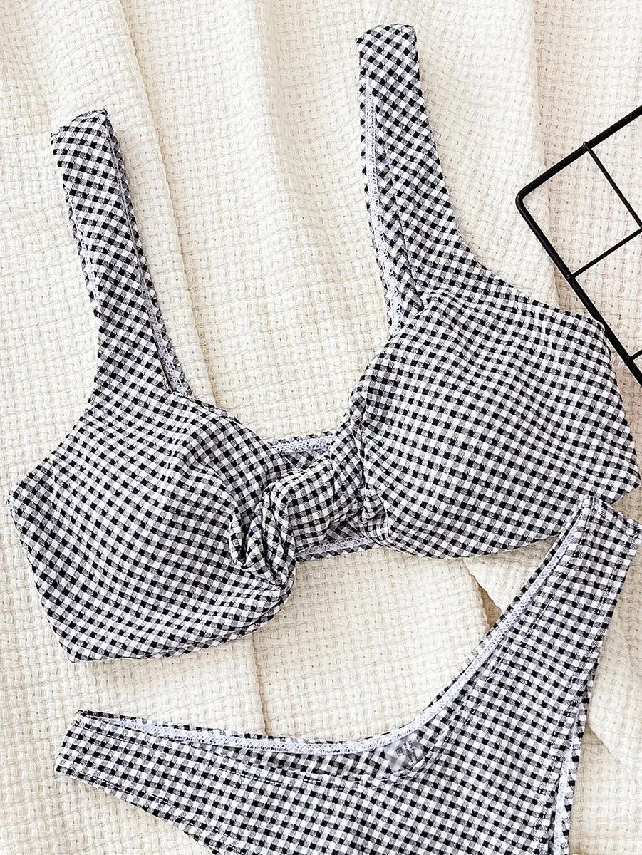 Women's Sexy Plaid Print Bikini Set - Stylish Bathing Suit