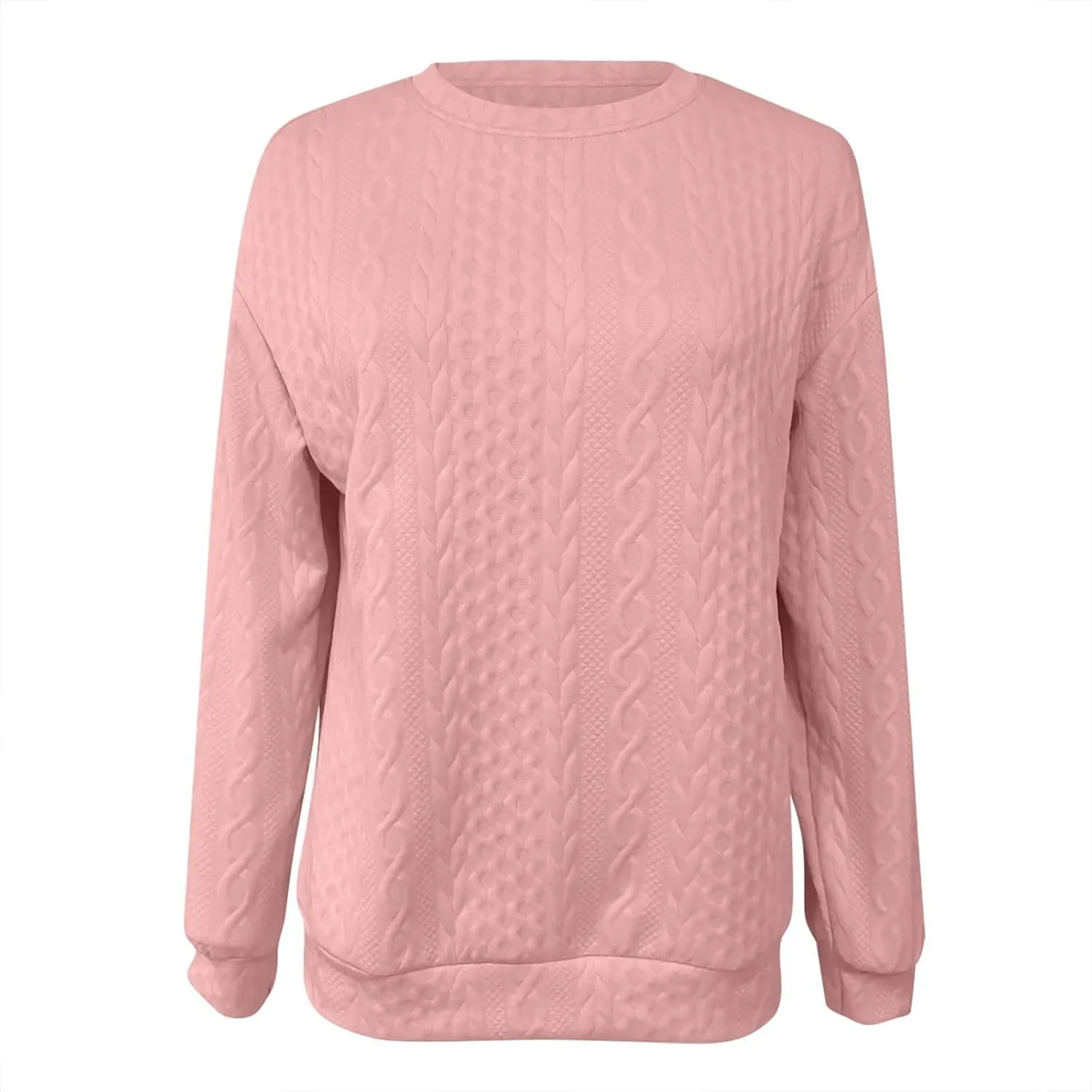 Womens Solid Oversized Sweatshirt Long Sleeve Pullover Tops Sweatshirt Long Sleeved Round Neck Sweaters