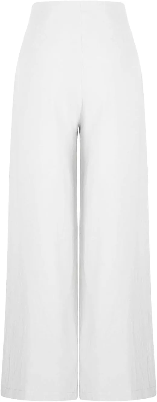 Women's Summer Wide Leg Palazzo Pants Fashion High Waistd Loose Elastic Waist Slacks Casual Going Out Flowy Trousers