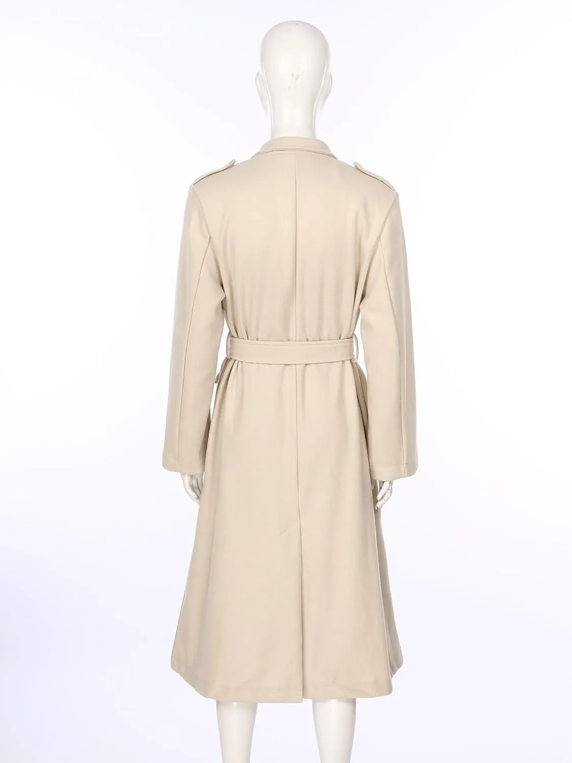 Women's Trench Coat Long Sleeve Lapel Winter Overcoat Mid-Long Belted Slim Outerwear Coat
