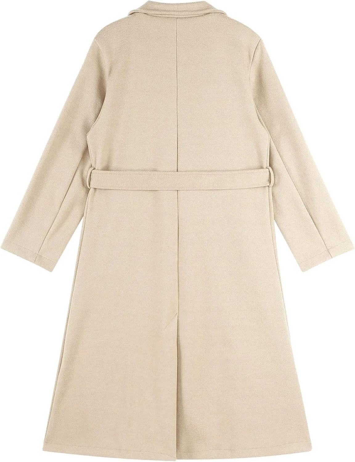 Women's Trench Coat Long Sleeve Lapel Winter Overcoat Mid-Long Belted Slim Outerwear Coat