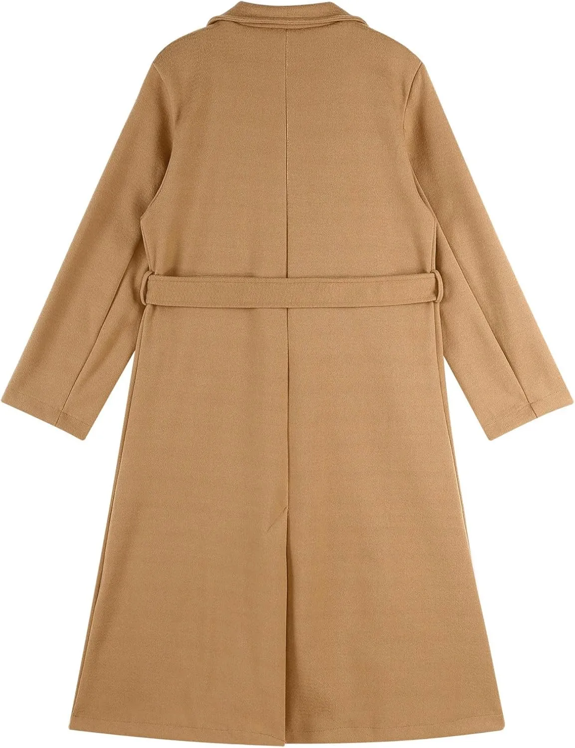 Women's Trench Coat Long Sleeve Lapel Winter Overcoat Mid-Long Belted Slim Outerwear Coat