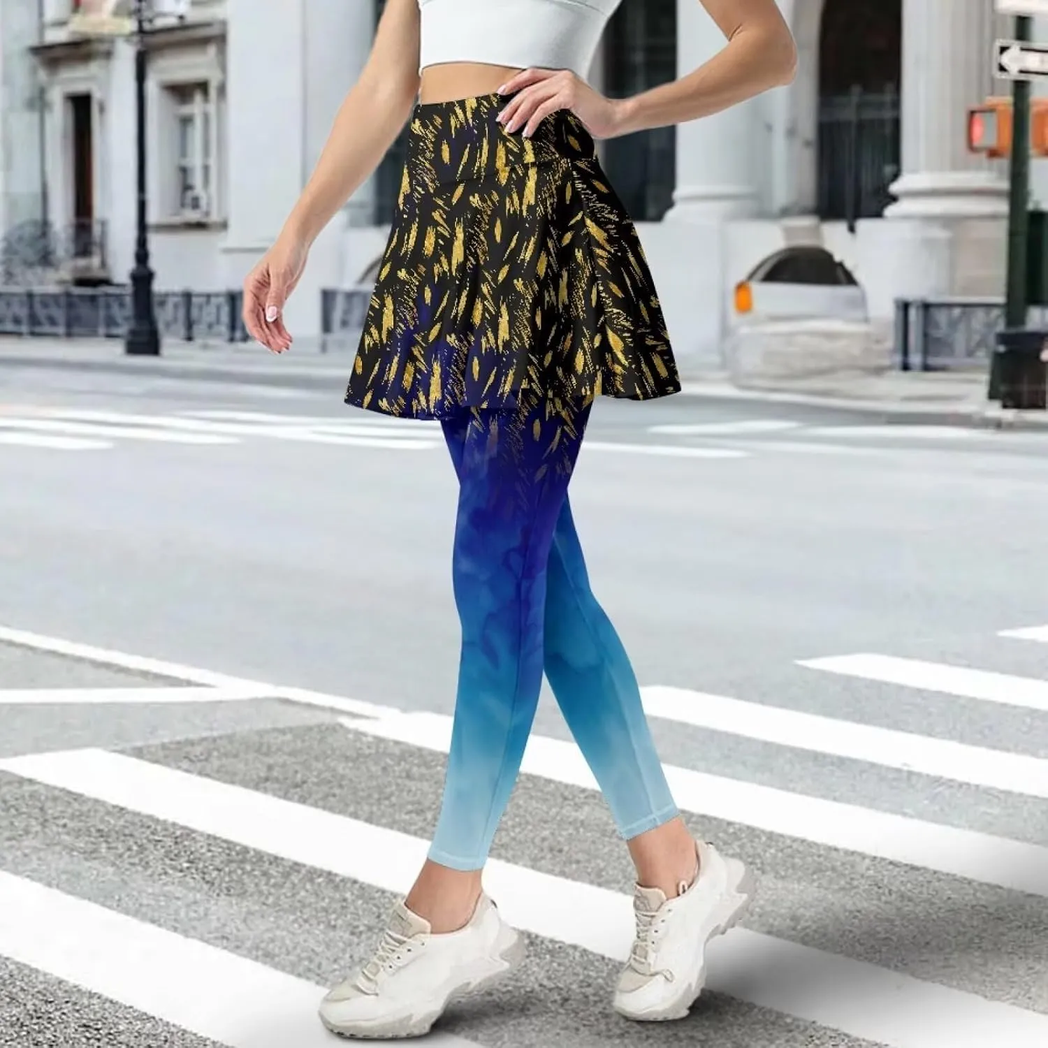 Womens Yoga Leggings with Skirts Tennis Skirts with Fashionable Breathable Skirted XS-3XL