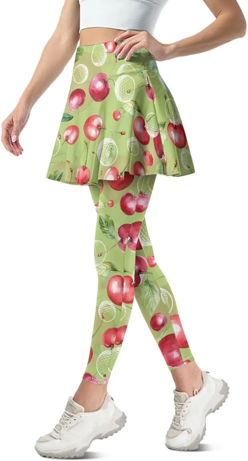 Womens Yoga Leggings with Skirts Tennis Skirts with Fashionable Breathable Skirted XS-3XL