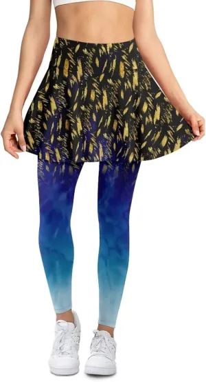Womens Yoga Leggings with Skirts Tennis Skirts with Fashionable Breathable Skirted XS-3XL