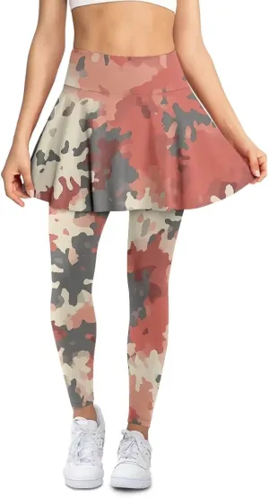 Womens Yoga Leggings with Skirts Tennis Skirts with Fashionable Breathable Skirted XS-3XL