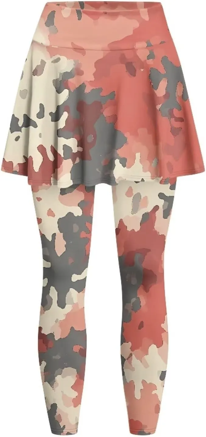 Womens Yoga Leggings with Skirts Tennis Skirts with Fashionable Breathable Skirted XS-3XL