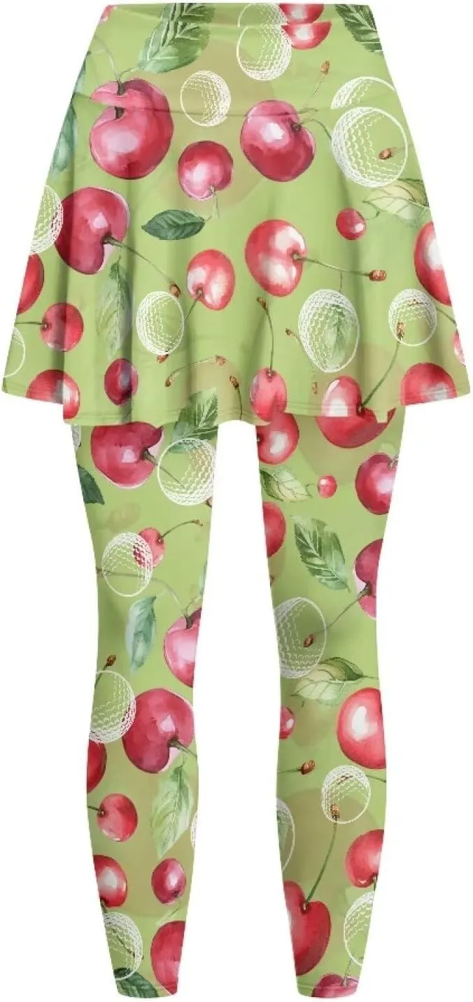 Womens Yoga Leggings with Skirts Tennis Skirts with Fashionable Breathable Skirted XS-3XL