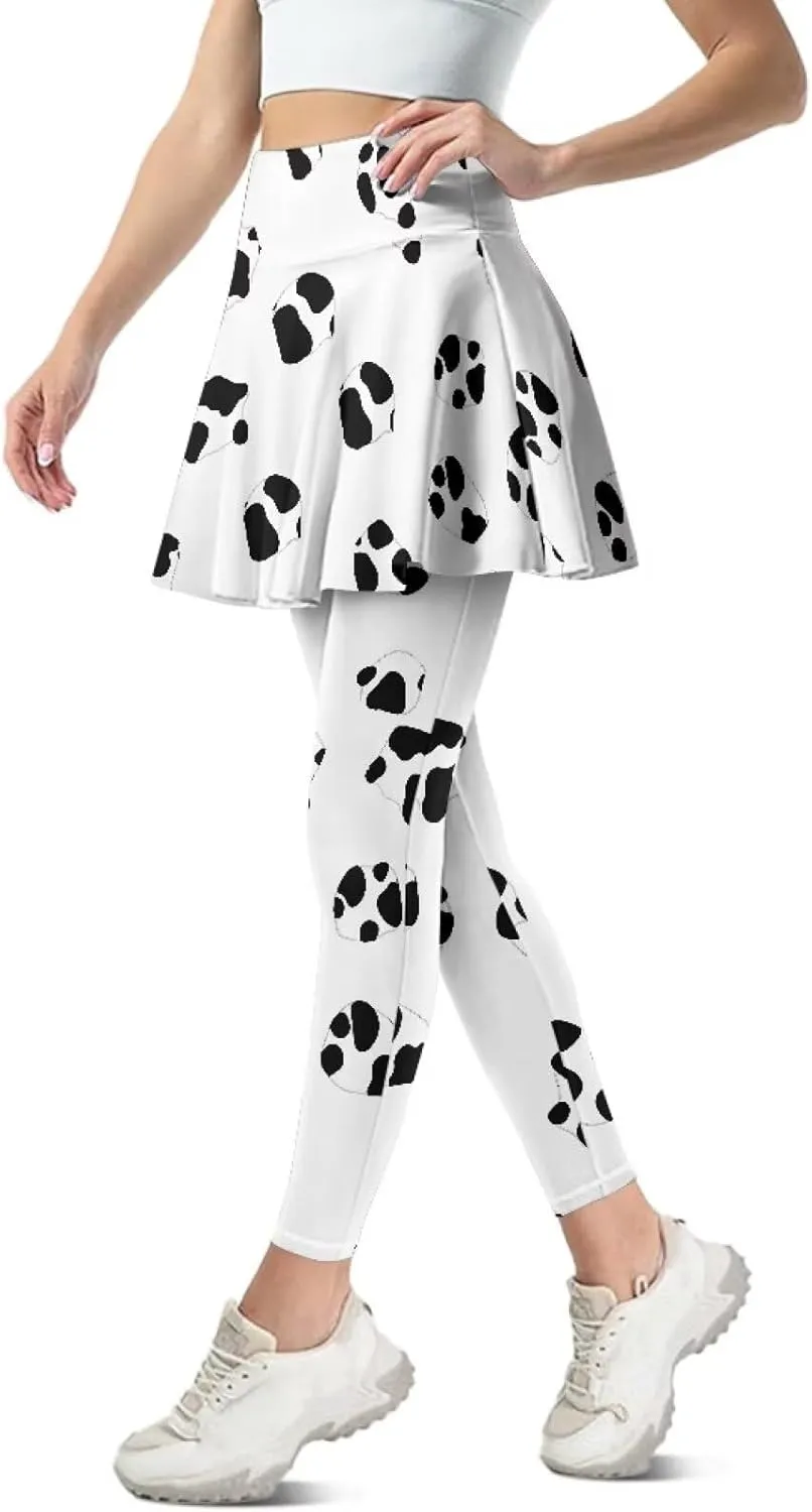Womens Yoga Leggings with Skirts Tennis Skirts with Fashionable Breathable Skirted XS-3XL