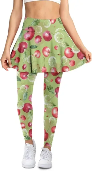 Womens Yoga Leggings with Skirts Tennis Skirts with Fashionable Breathable Skirted XS-3XL